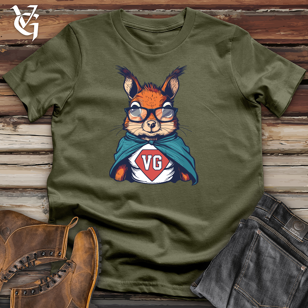 Viking Goods Squirrel Superhero Pose Cotton Tee Military Green / L