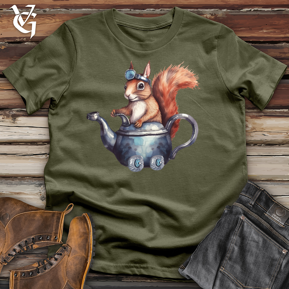 Viking Goods Squirrel Tea Pot Ride Cotton Tee Military Green / L