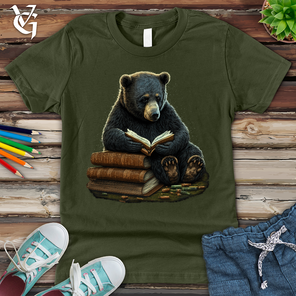 Viking Goods Studious Bear Youth Tee Military Green / L