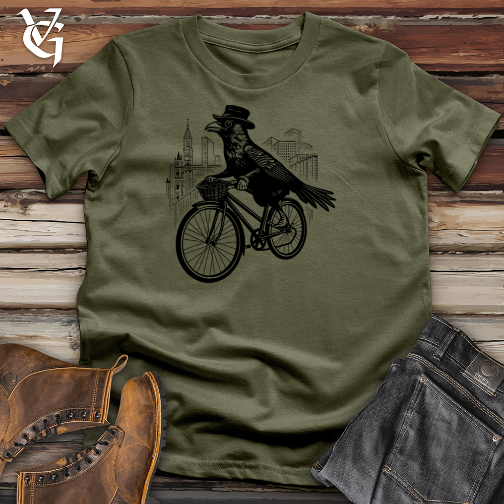 Viking Goods Stylish Raven Pedaler Cotton Tee Military Green / L