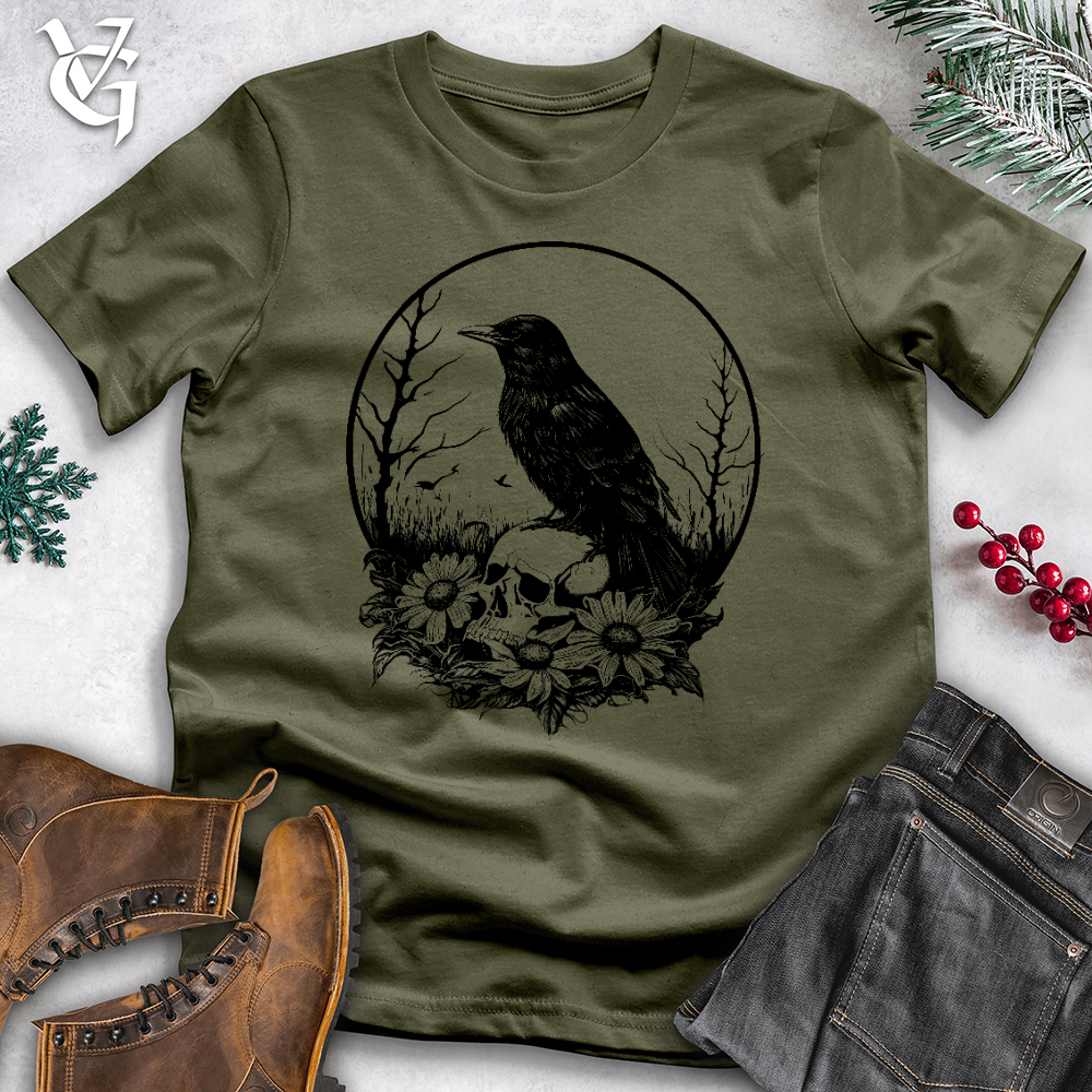 Viking Goods Sunflower Graveyard Raven Cotton Tee Military Green / L