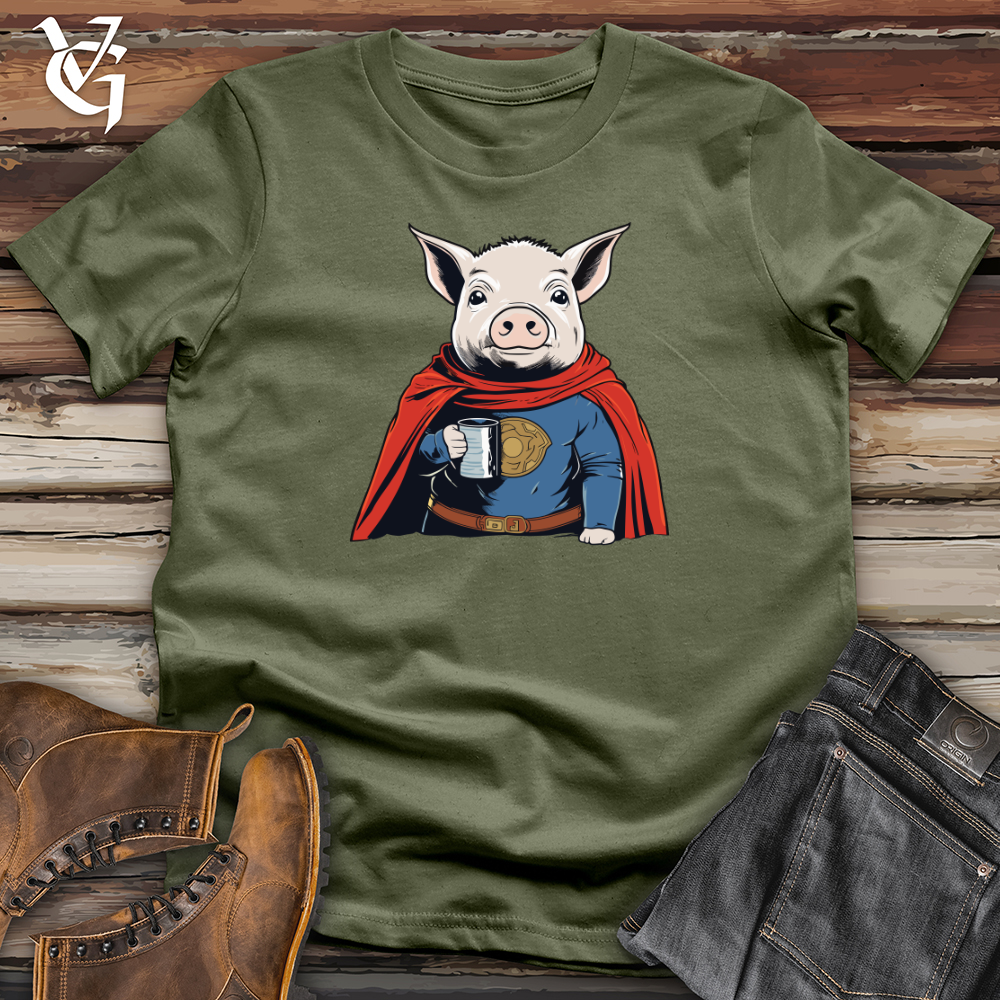 Viking Goods Super Hero Pig Softstyle Tee Military Green / L