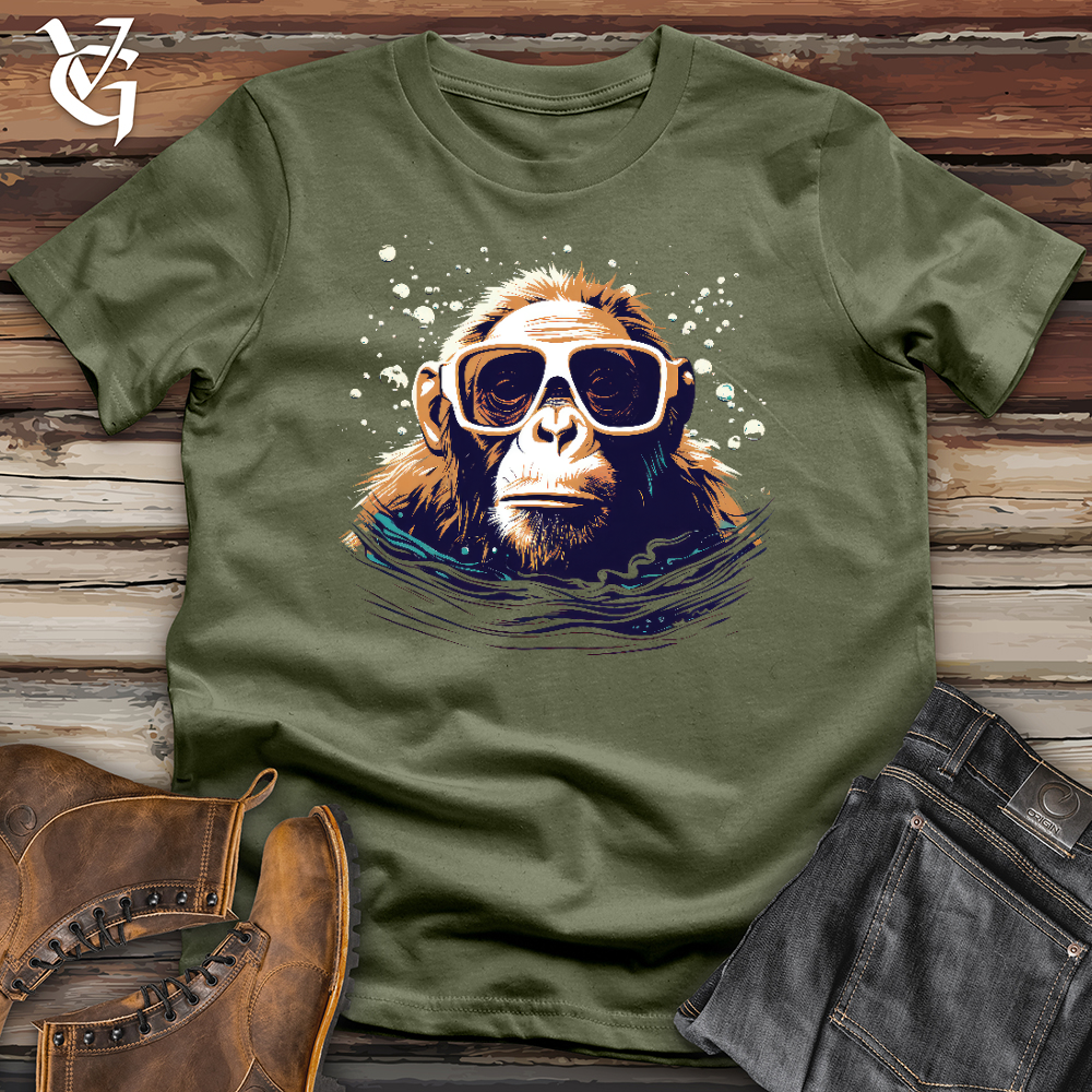 Viking Goods Swimming Monkey Softstyle Tee Military Green / L