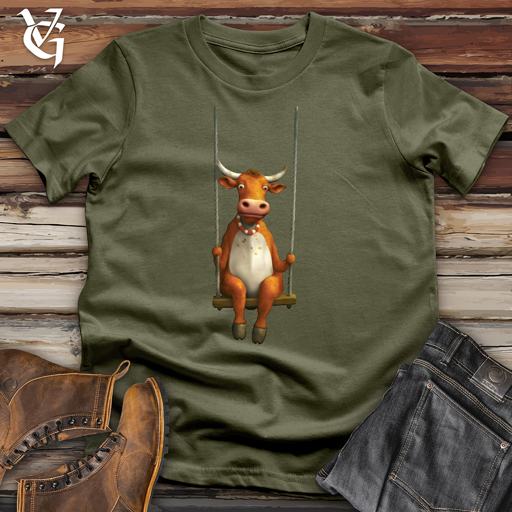 Viking Goods Swinging Cow Cotton Tee Military Green / L
