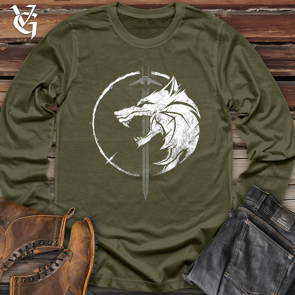 Viking Goods Sword and the Wolf Long Sleeve Military Green / L