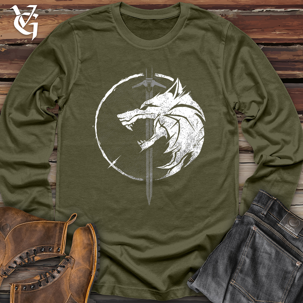 Viking Goods Sword and the Wolf Long Sleeve Military Green / L