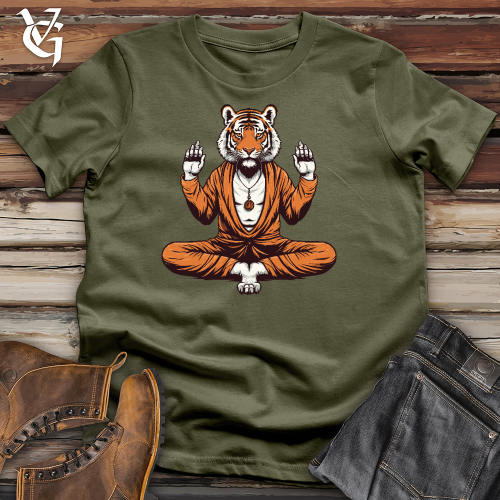 Viking Goods Tiger Doing Yoga Cotton Tee Military Green / L