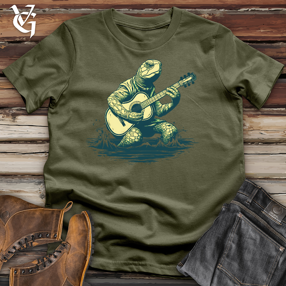 Viking Goods Turtle Playing Guitar Cotton Tee Military Green / L