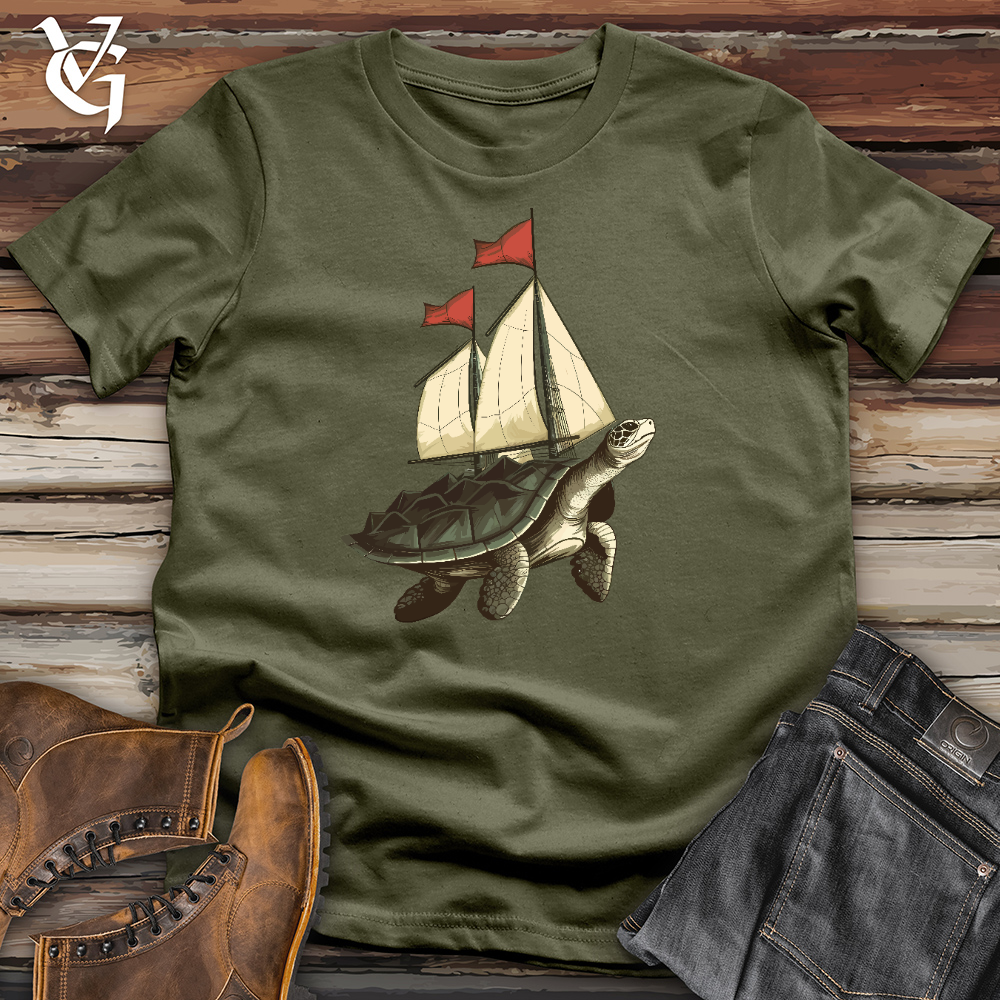 Viking Goods Turtle Sailboat Cotton Tee Military Green / L