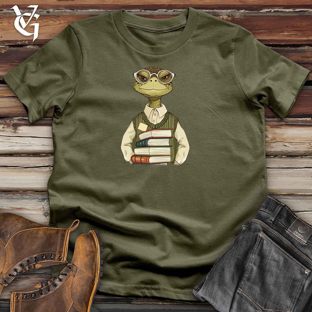 Viking Goods Turtle Scholar Stack Cotton Tee Military Green / L