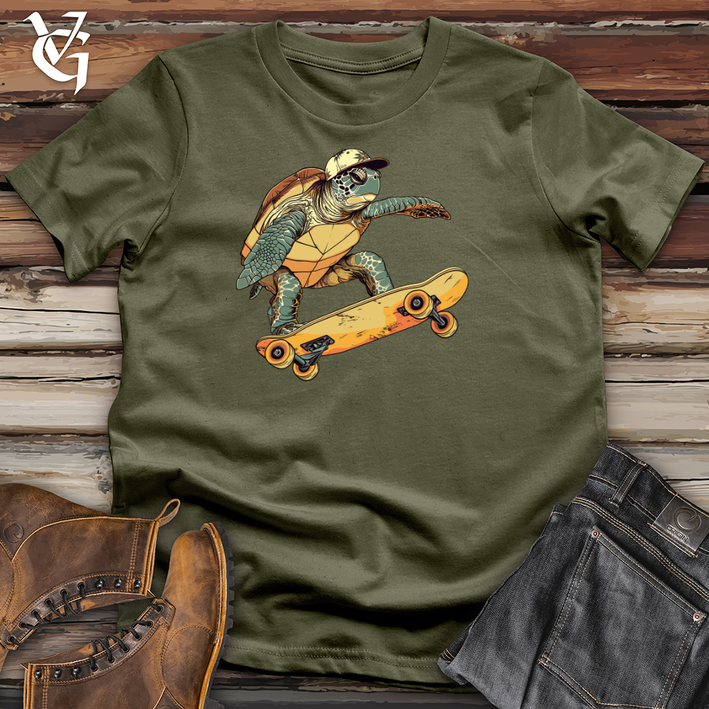 Viking Goods Turtle Skateboarder Groove Cotton Tee Military Green / L
