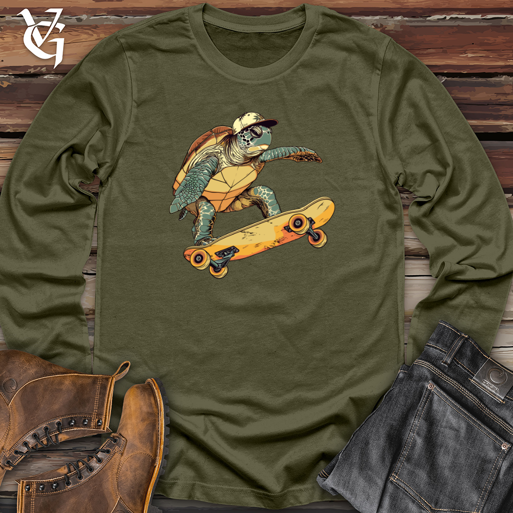 Viking Goods Turtle Skateboarder Groove Long Sleeve Military Green / L