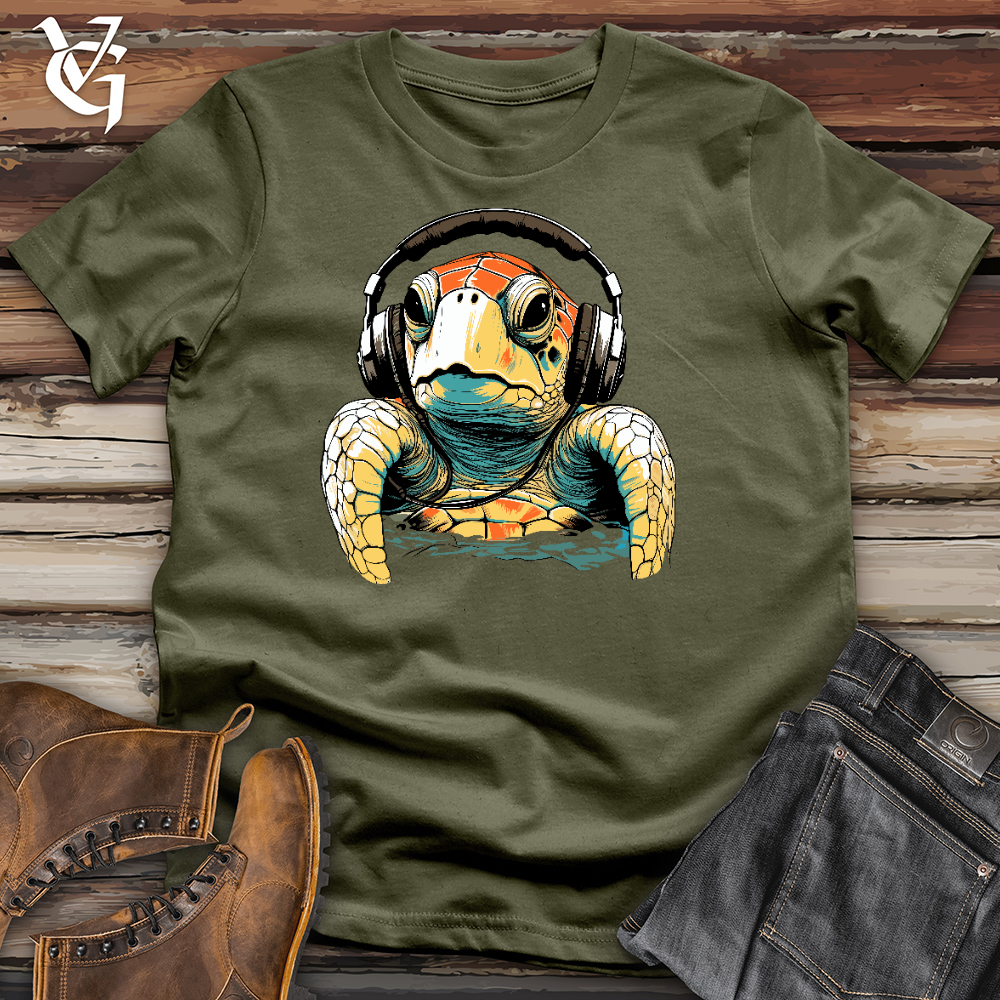 Viking Goods Turtle With Headphone Cotton Tee Military Green / L