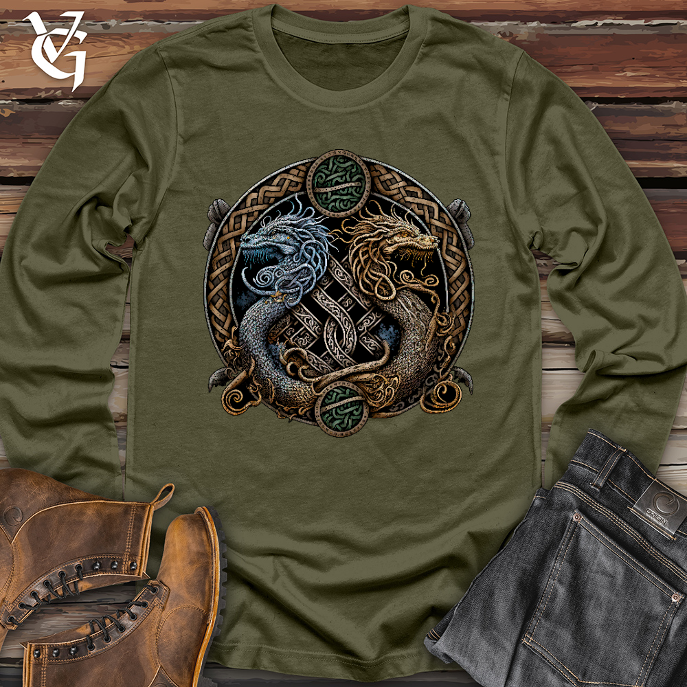 Viking Goods Two Dragons Long Sleeve Military Green / L