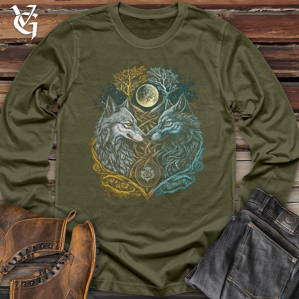 Viking Goods Two Wolf Long Sleeve Military Green / L