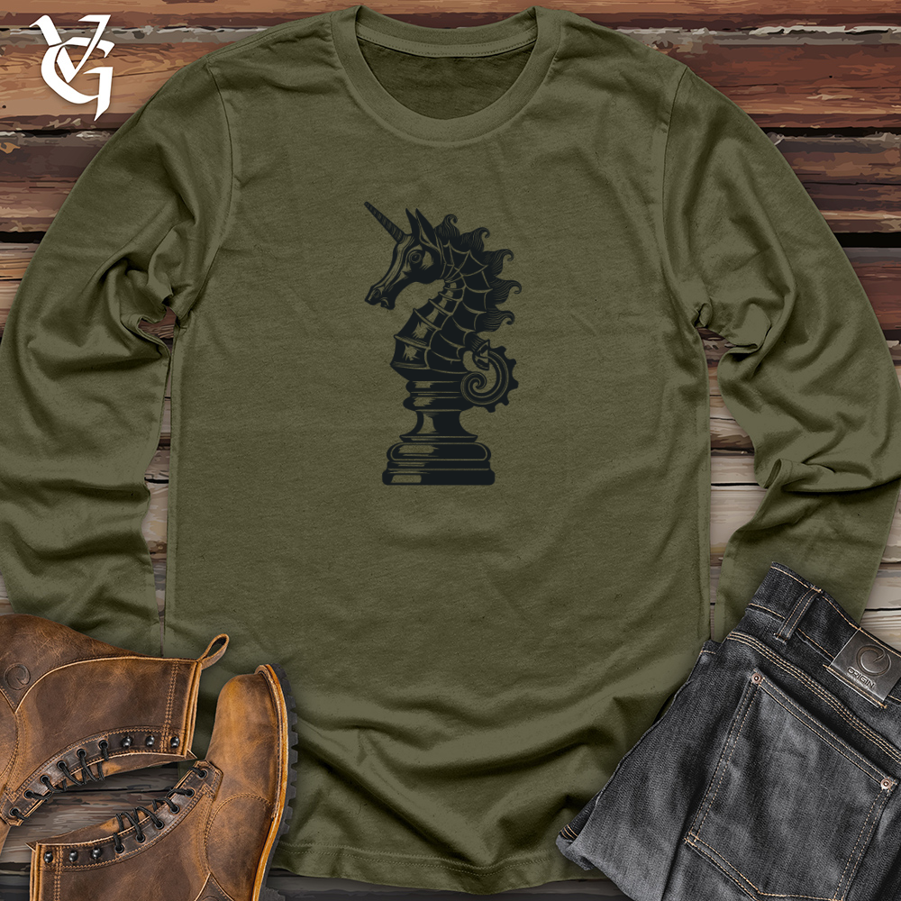 Viking Goods Unicorn Knight Checkmate Long Sleeve Military Green / L