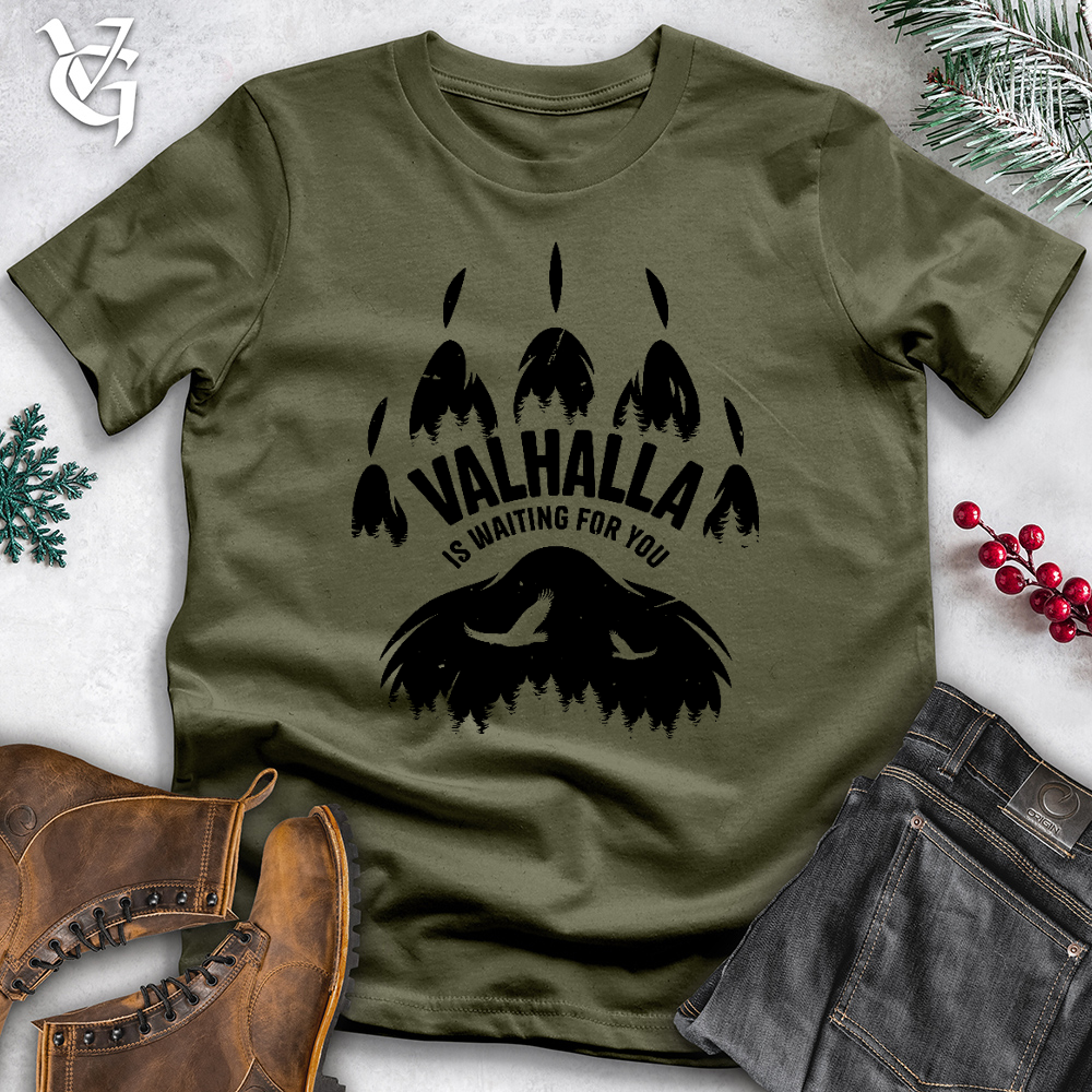 Viking Goods Valhalla Is Waiting Cotton Tee Military Green / L