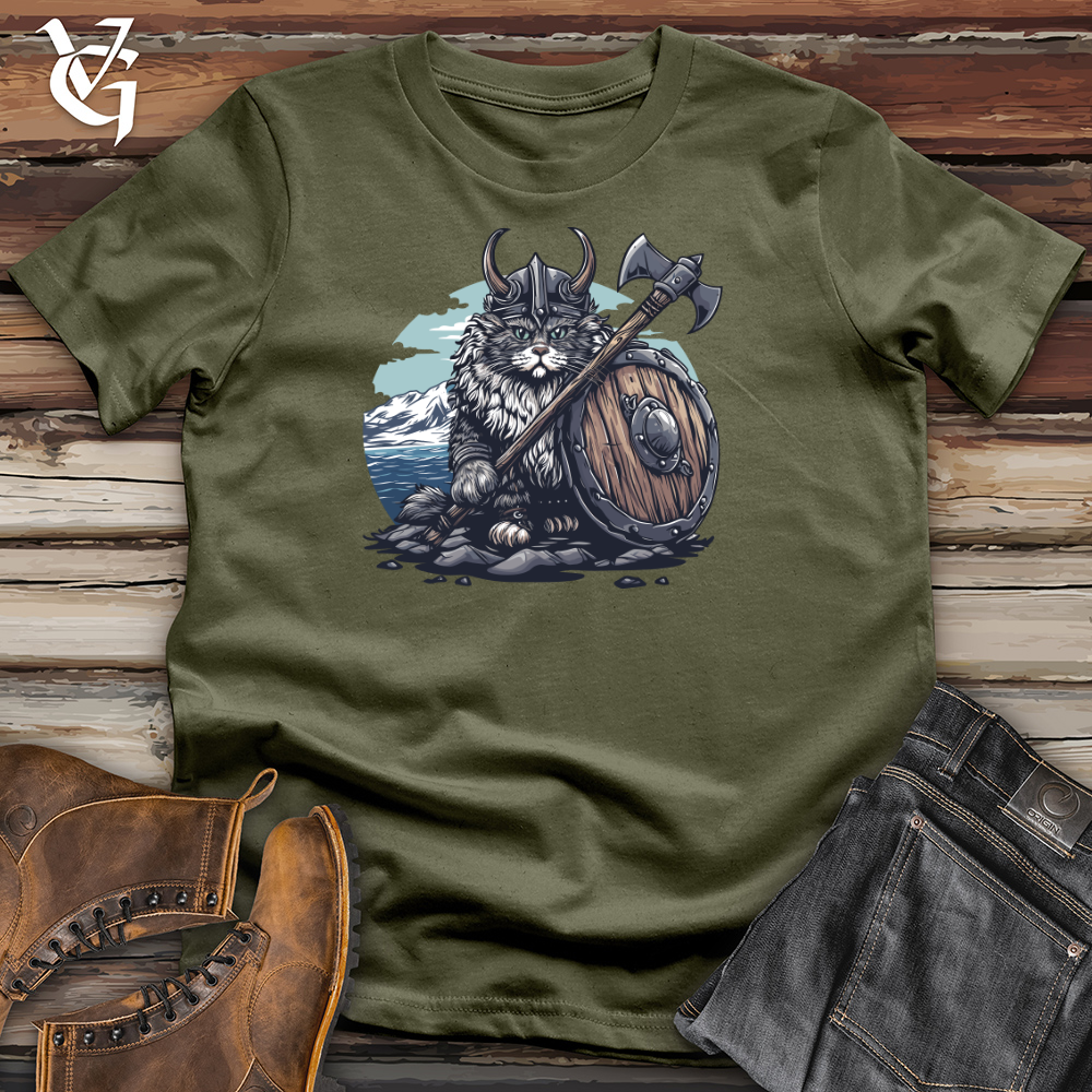 Viking Goods Viking Cat Warrior Cotton Tee Military Green / L