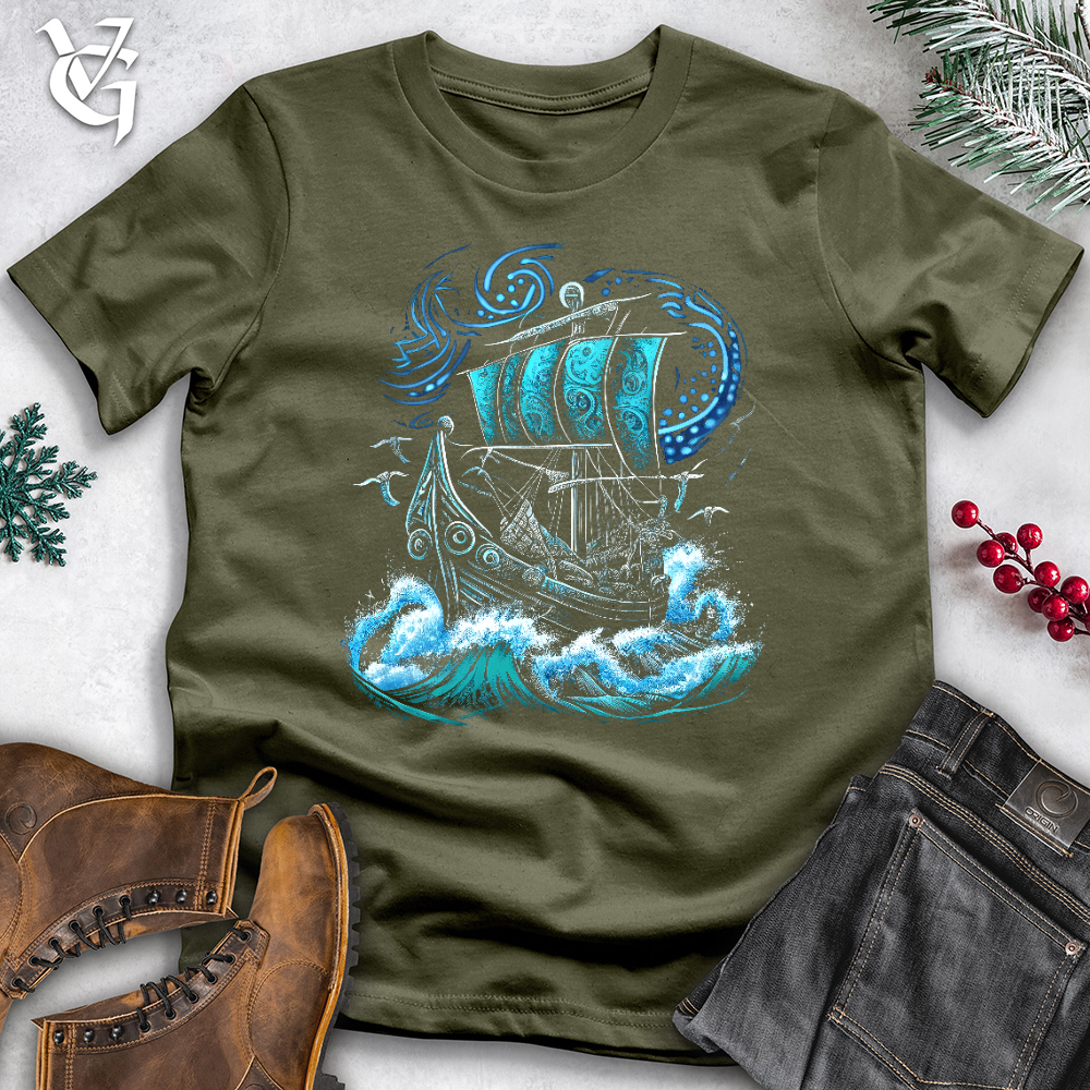 Viking Goods Viking Warrior Ship Cotton Tee Military Green / L
