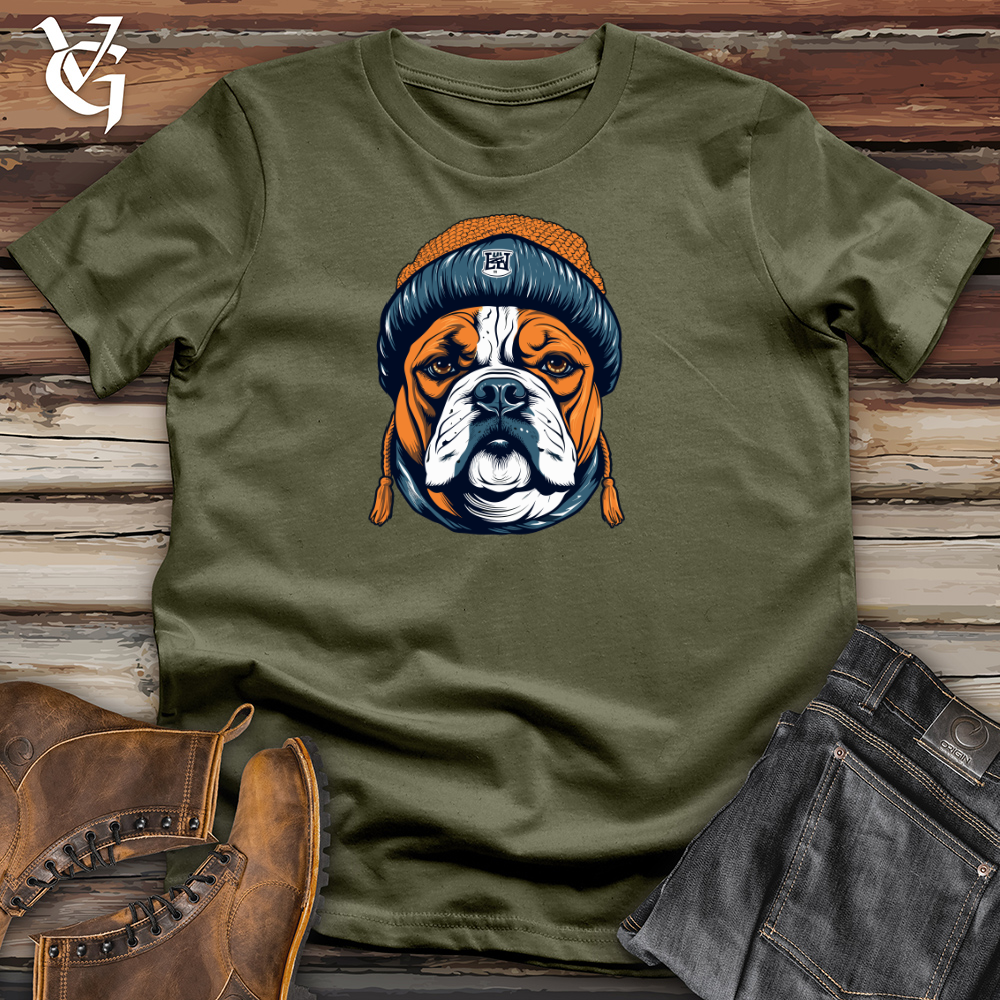 Viking Goods Vintage Beanie Wearing Bulldog Cotton Tee Military Green / L