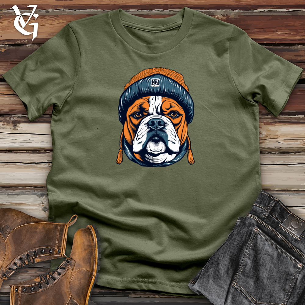 Viking Goods Vintage Beanie Wearing Bulldog Softstyle Tee Military Green / L