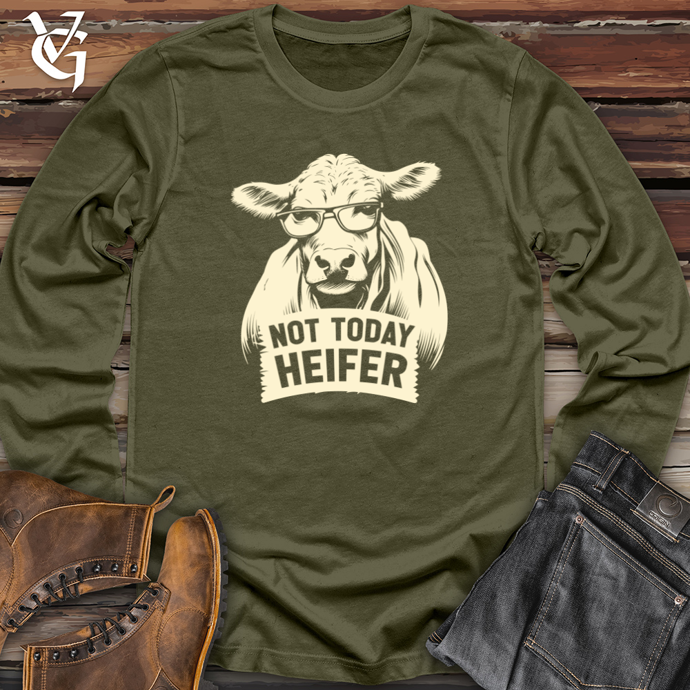 Viking Goods Vintage Cool Cow Long Sleeve Military Green / L