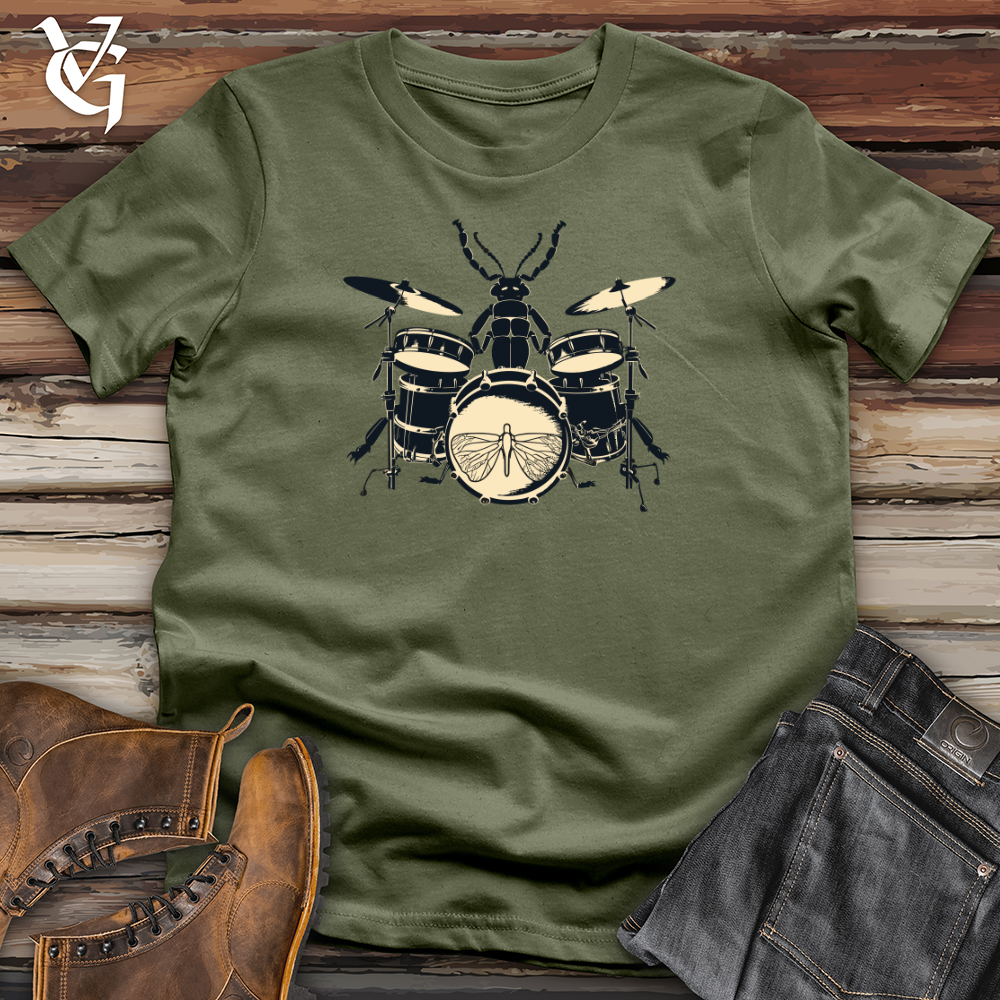 Viking Goods Vintage Drumming Beetle Softstyle Tee Military Green / L