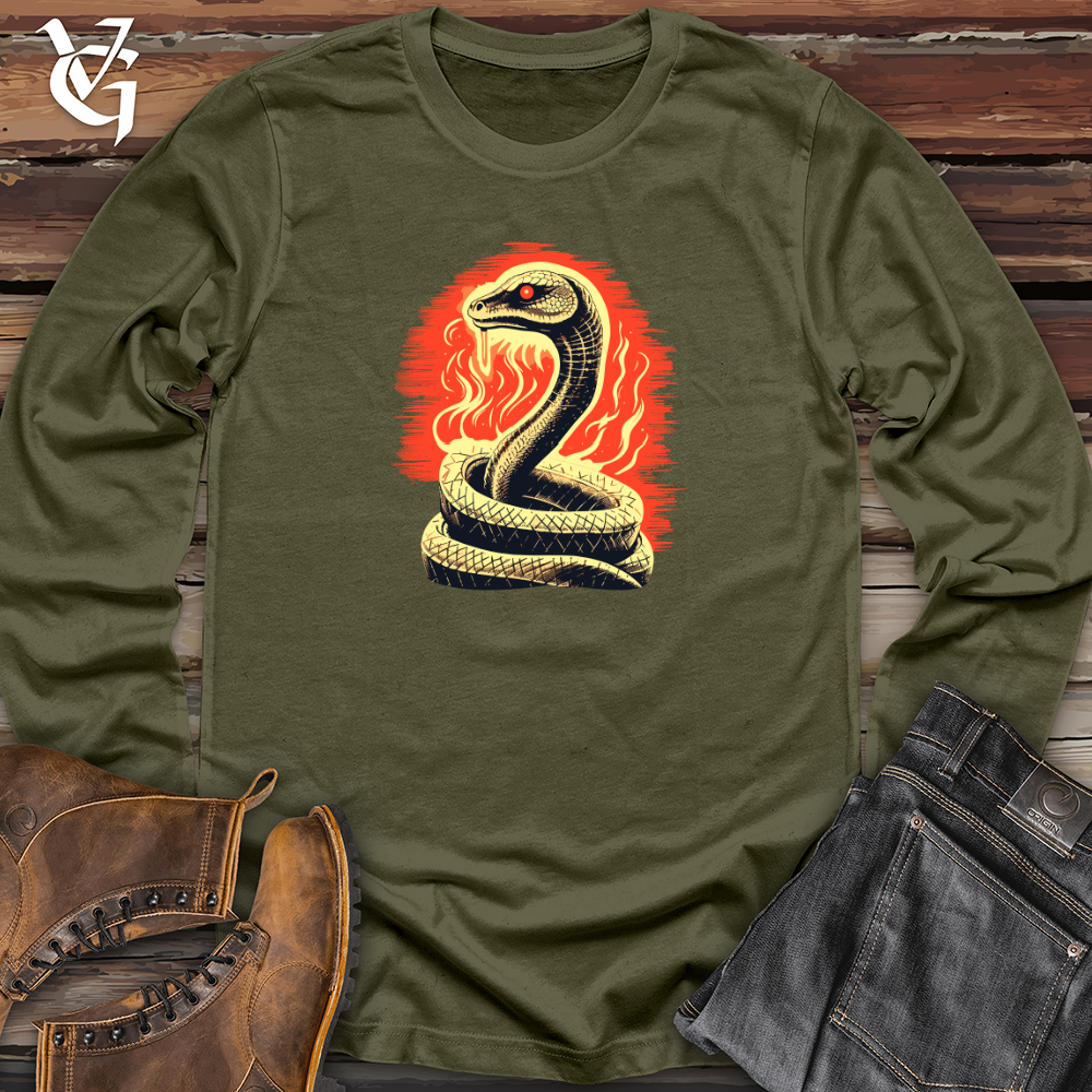 Viking Goods Vintage Fire Serpent Long Sleeve Military Green / L