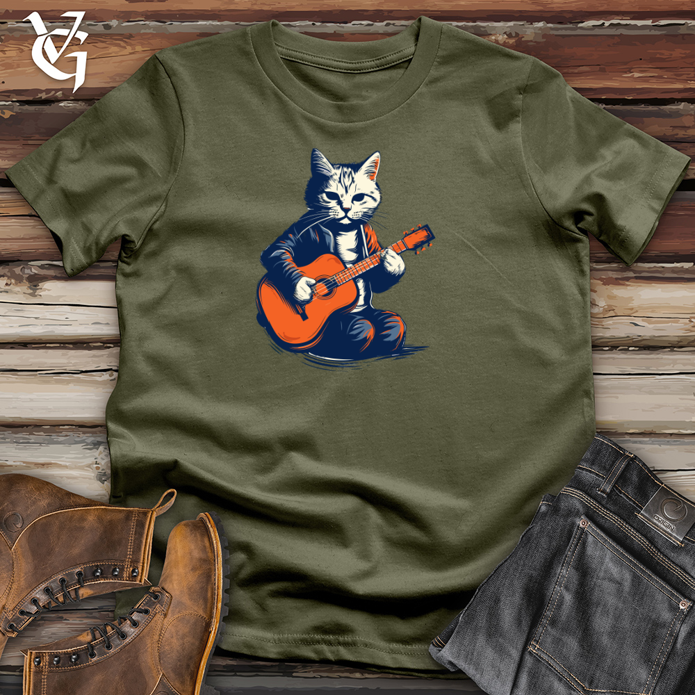 Viking Goods Vintage Guitar Cat Cotton Tee Military Green / L