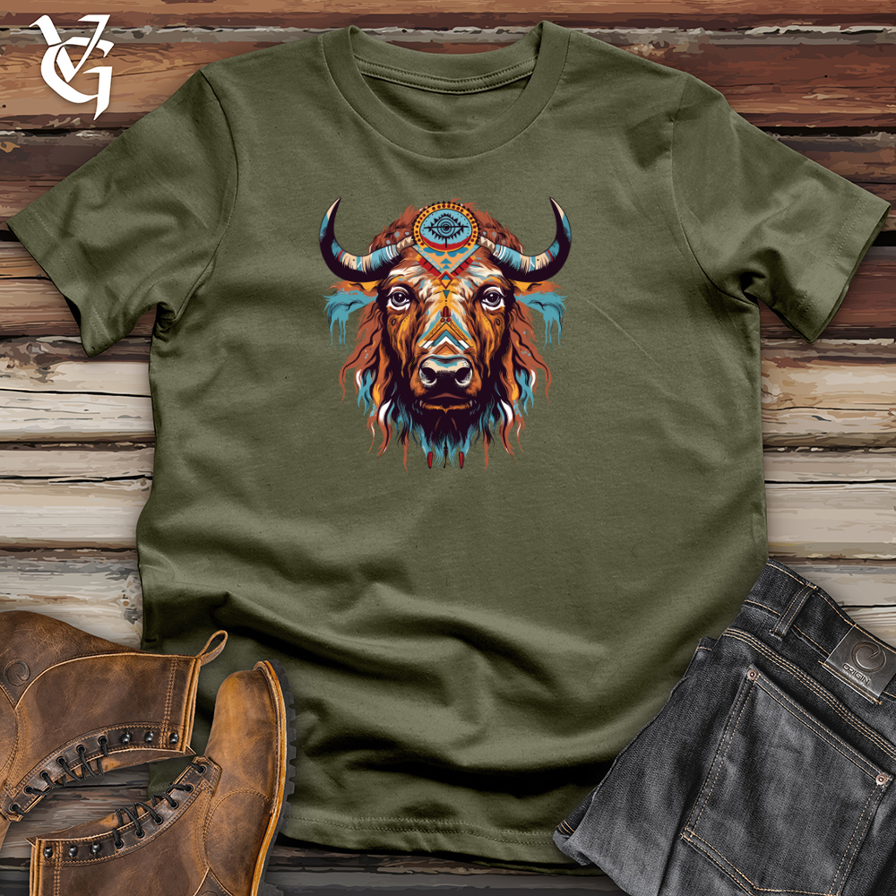 Viking Goods Vintage Hippy Buffalo Cotton Tee Military Green / L
