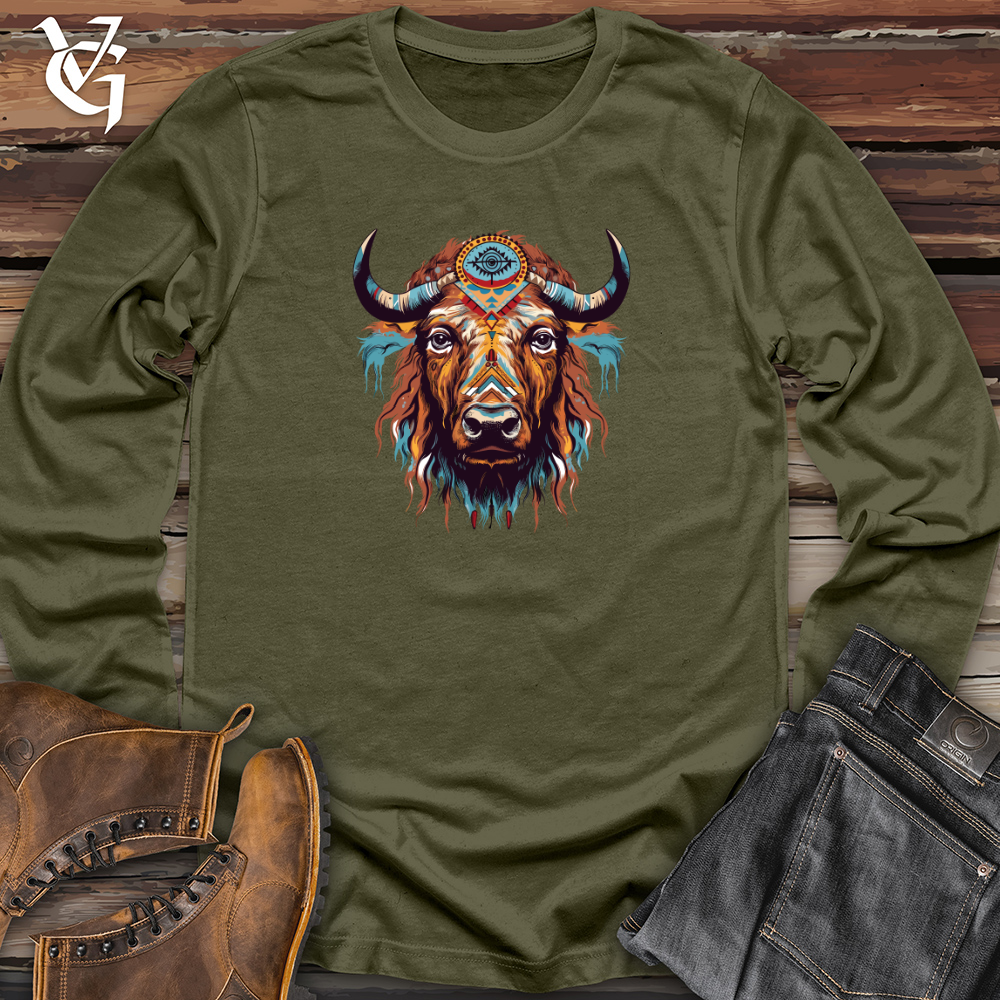 Viking Goods Vintage Hippy Buffalo Long Sleeve Military Green / L