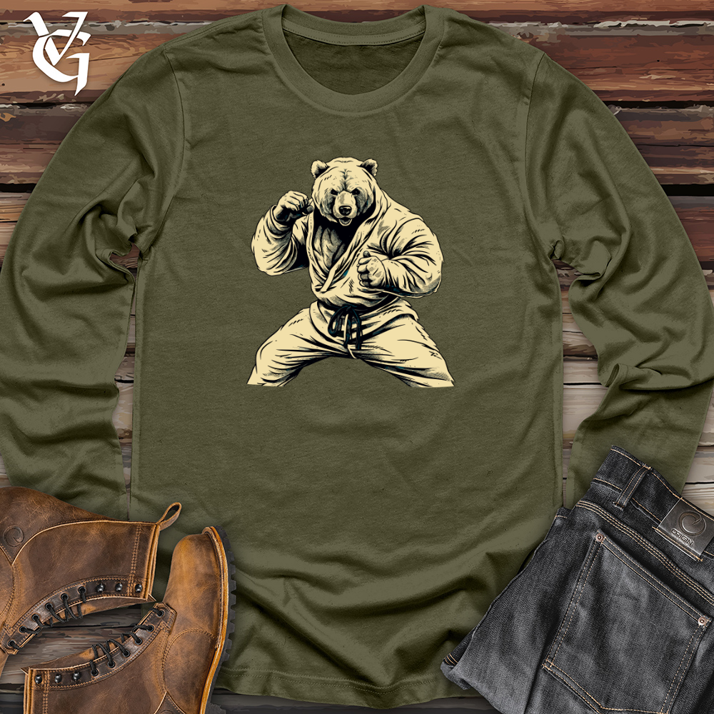 Viking Goods Vintage Karate Bear Long Sleeve Military Green / L