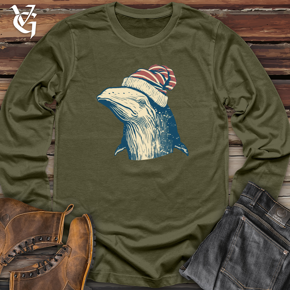 Viking Goods Vintage Pompom Snow Hat Whale Long Sleeve Military Green / L