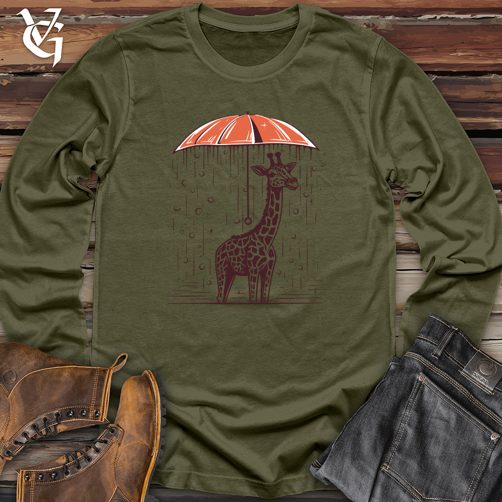 Viking Goods Vintage Rainy Giraffe Long Sleeve Military Green / L