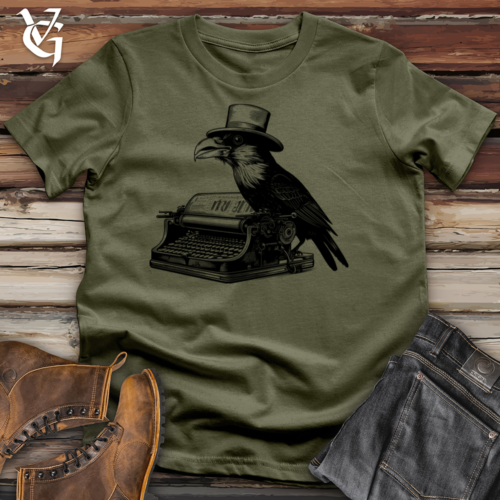 Viking Goods Vintage Raven Scribbles Cotton Tee Military Green / L