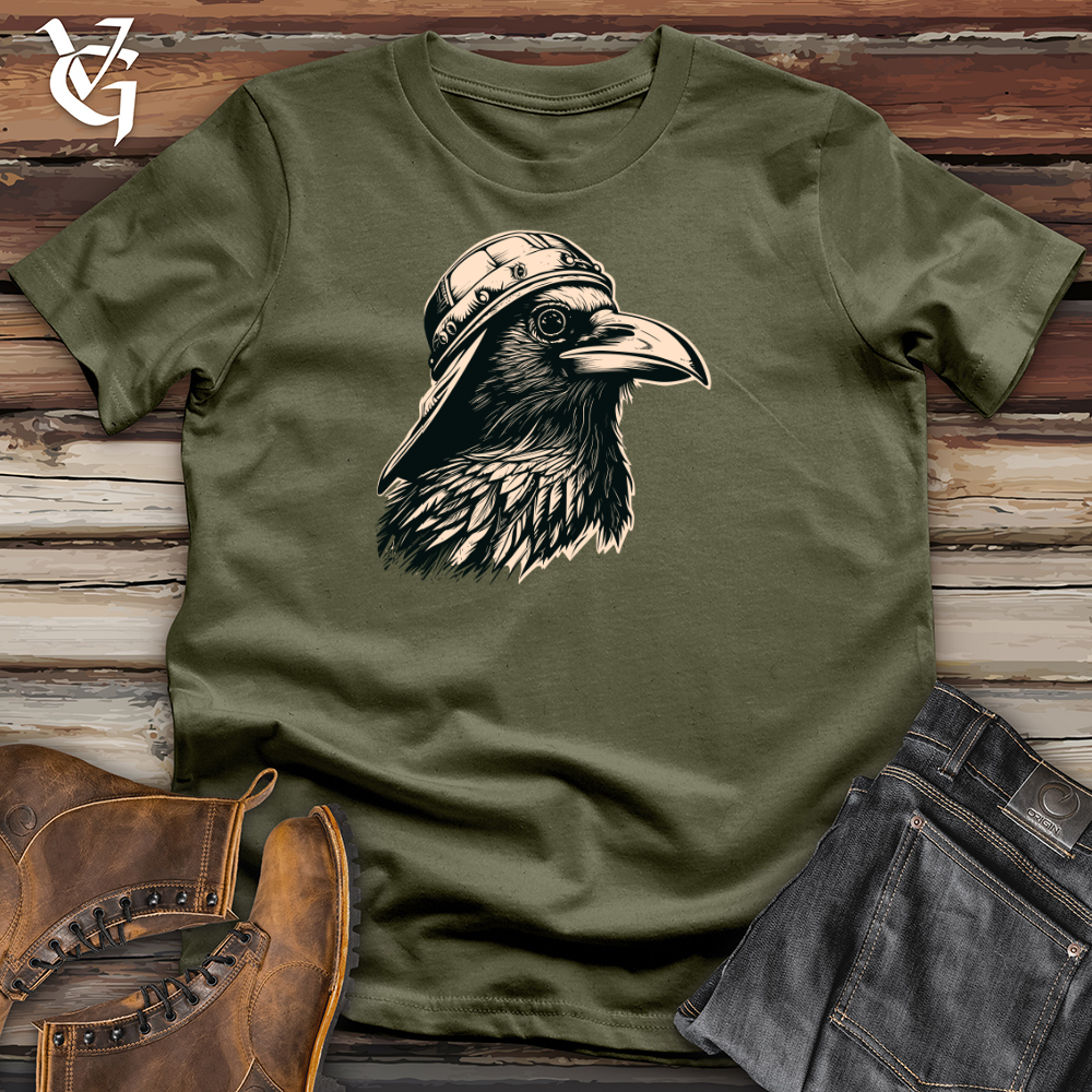 Viking Goods Vintage Raven Snapback Cotton Tee Military Green / L