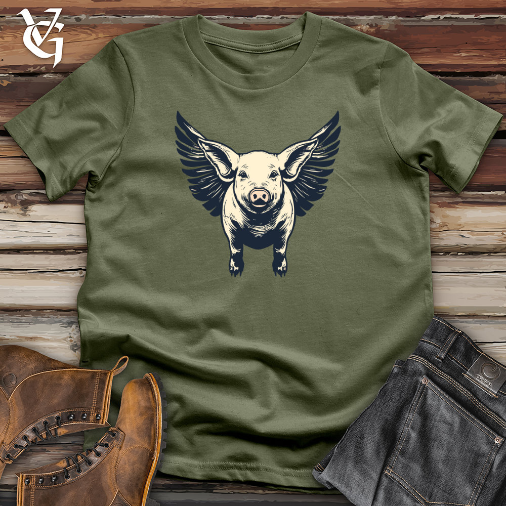 Viking Goods Vintage Winged Swine Softstyle Tee Military Green / L