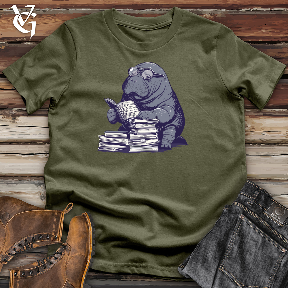 Viking Goods Walrus Bibliophile Charm Cotton Tee Military Green / L