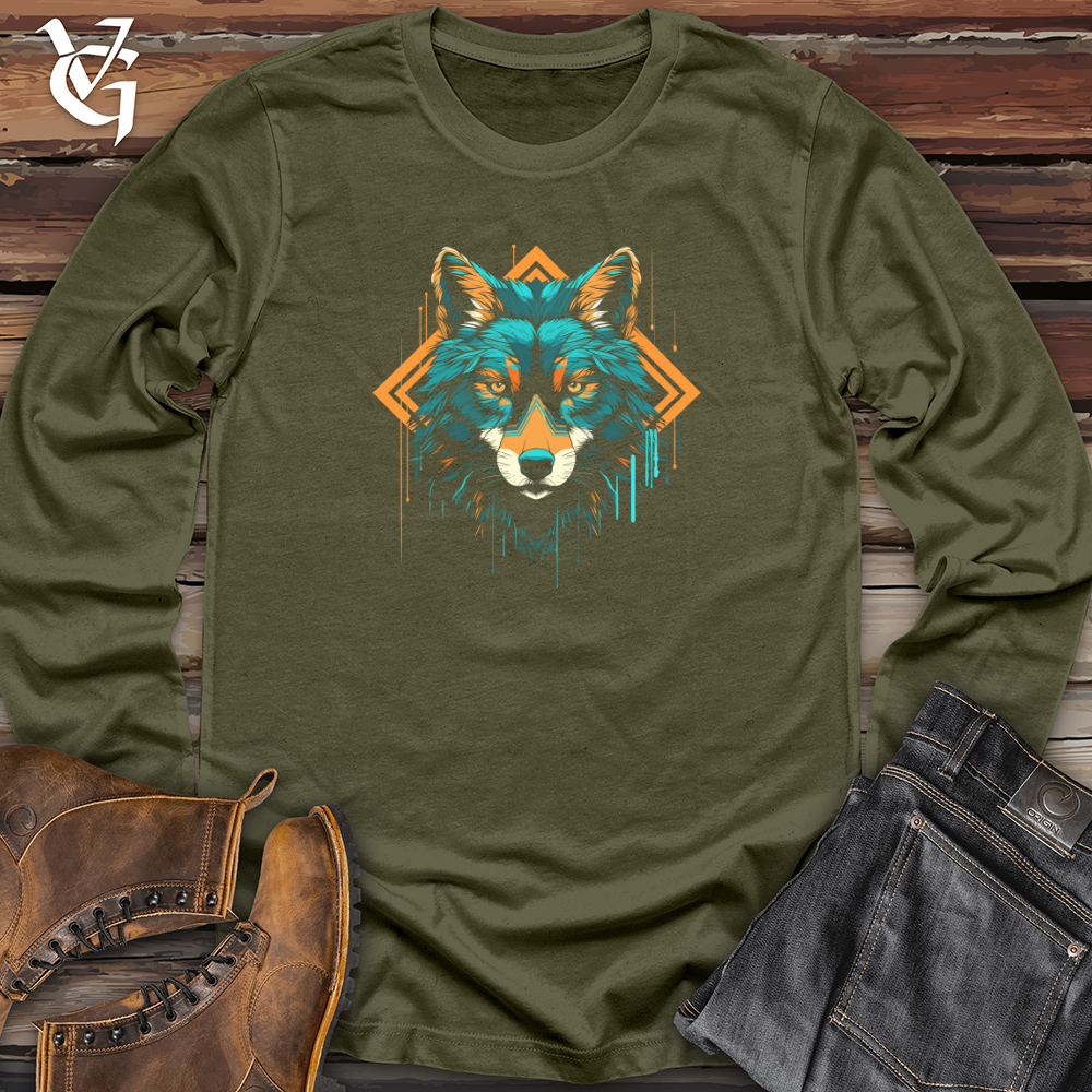 Viking Goods Wolf Geometric Gaze Long Sleeve Military Green / L