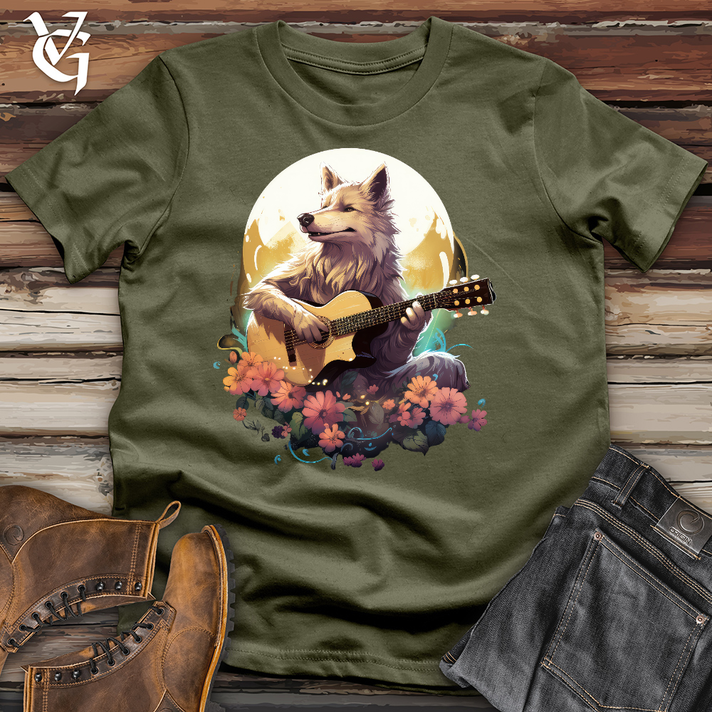 Viking Goods Wolf Guitarist Cotton Tee Military Green / L