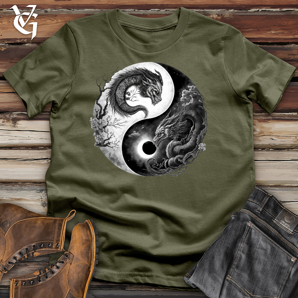 Viking Goods Yin Yang Dragons Cotton Tee Military Green / L