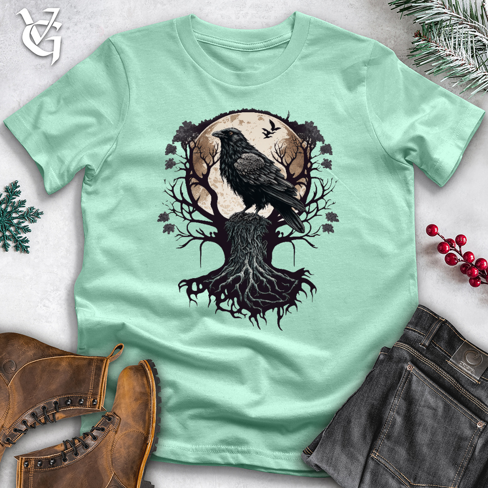Viking Goods Full Moon Raven Cotton Tee Mint / L