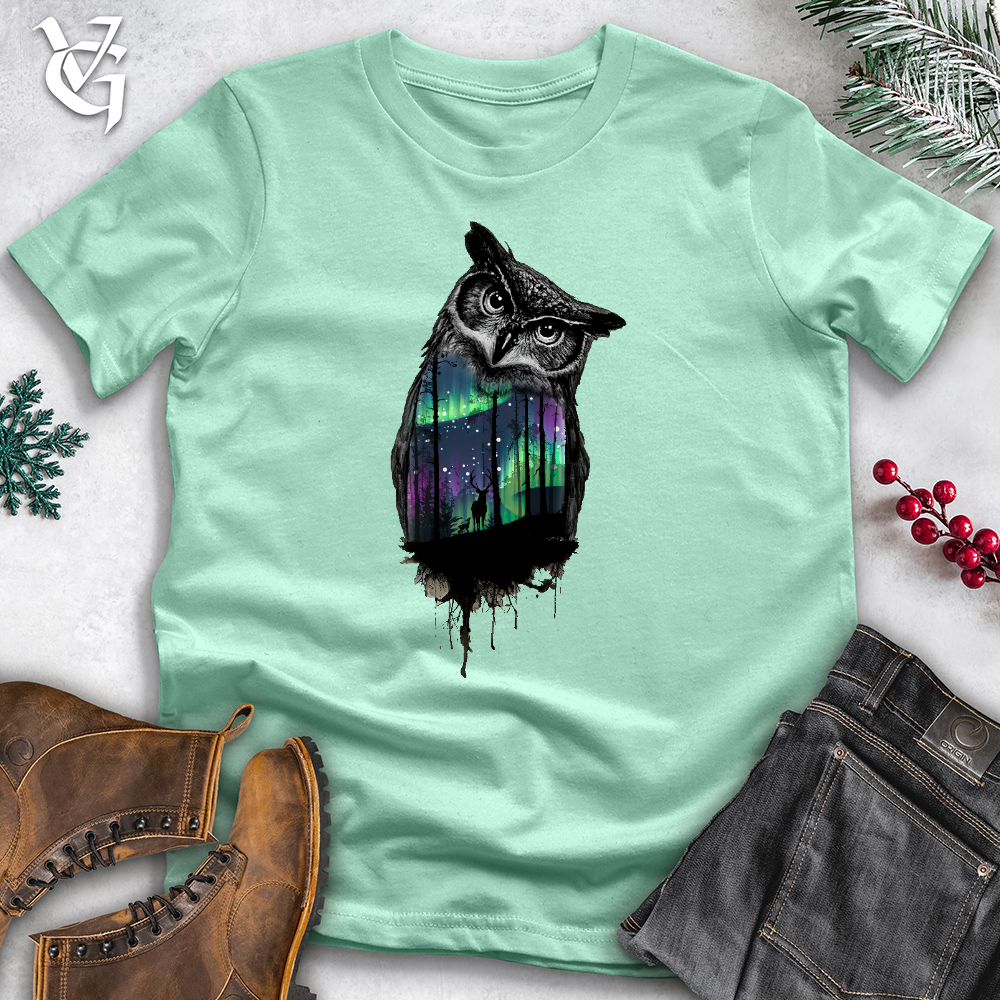 Viking Goods Northern Lights Owl Cotton Tee Mint / L