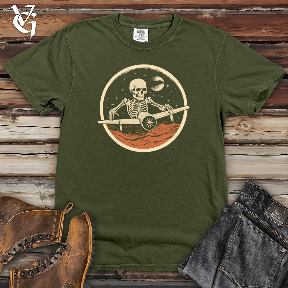 Viking Goods Astro Aviator Skeleton Heavy Cotton Comfort Colors Tee Moss / L