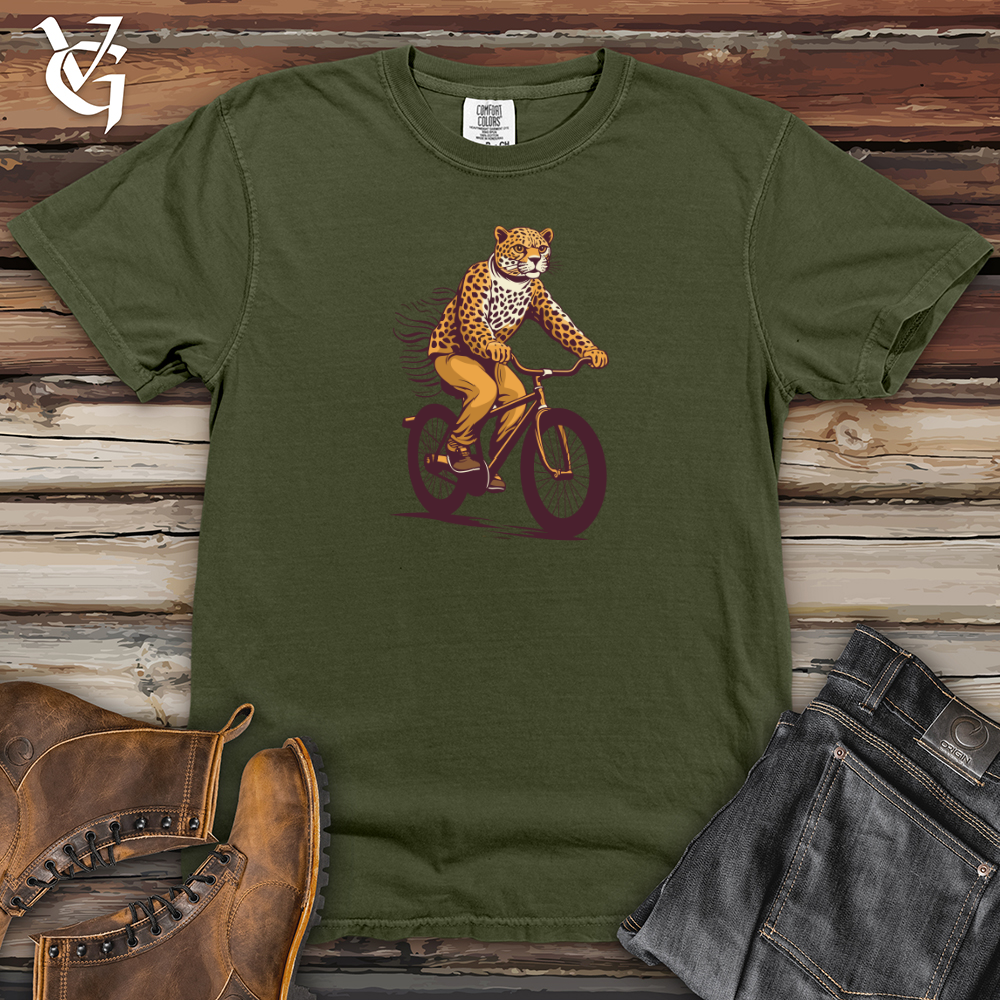 Viking Goods Cheetah Bicycle Chase Heavy Cotton Comfort Colors Tee Moss / L