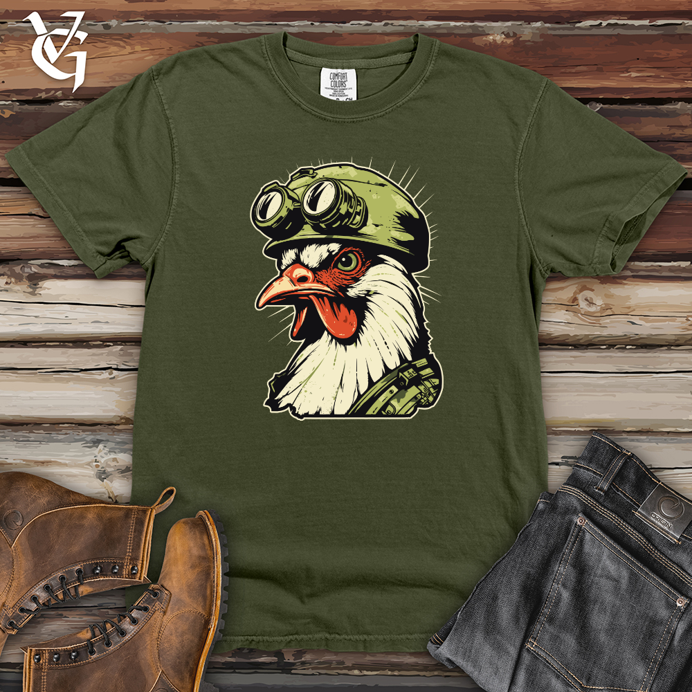 Viking Goods Chicken Soldier Helm Bravery Heavy Cotton Comfort Colors Tee Moss / L