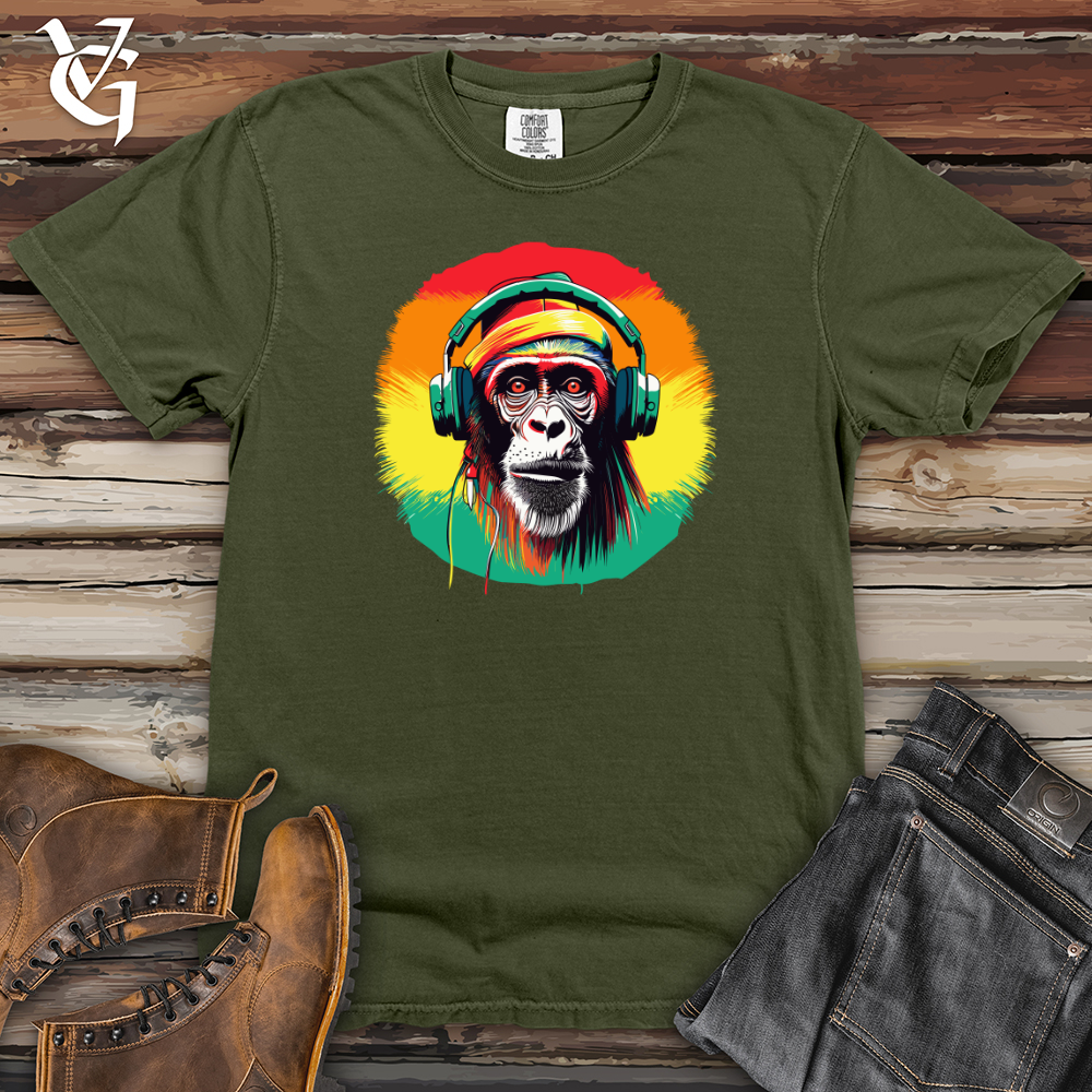 Viking Goods Chimpanzee Music Headphones Heavy Cotton Comfort Colors Tee Moss / L
