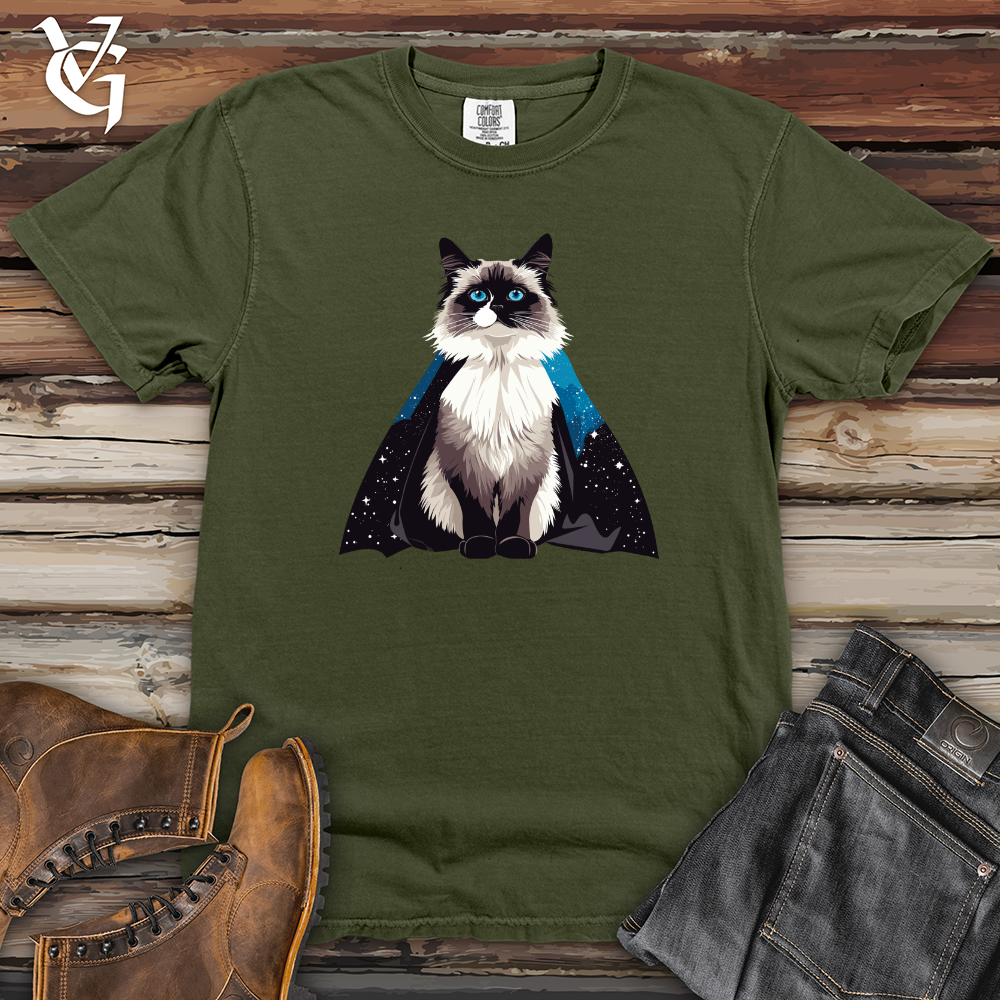 Viking Goods Cosmic Cat Cloak Heavy Cotton Comfort Colors Tee Moss / L