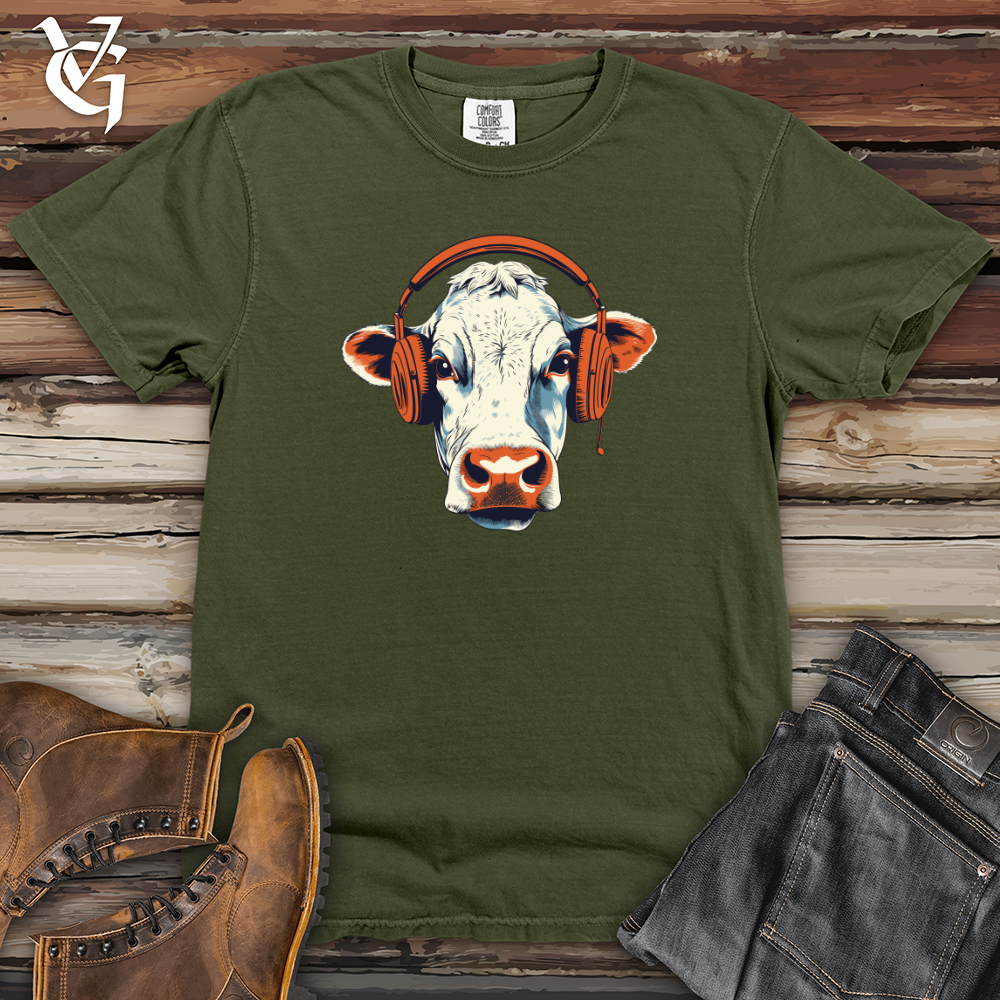 Viking Goods Cow Headphone Melody Vibes Heavy Cotton Comfort Colors Tee Moss / L