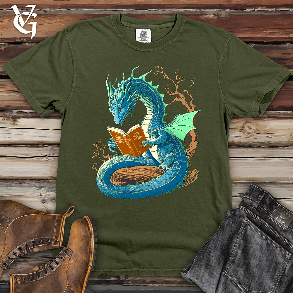 Viking Goods Dragon Book Worm Heavy Cotton Comfort Colors Tee Moss / L